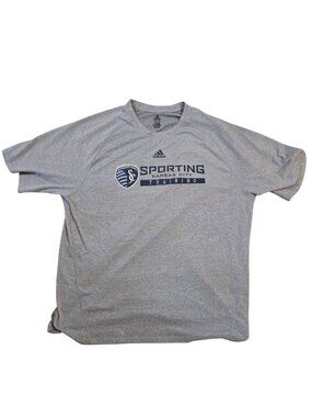 Adidas Sporting Kansas City Training Gray T-Shirt Mens 2XL Polyester MLS Soccer